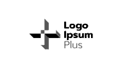 logo-24 - RIM Digital Brand logo: geometric emblem on the left with the text 'Logo ipsum' and 'Plus' to the right on a dark background,